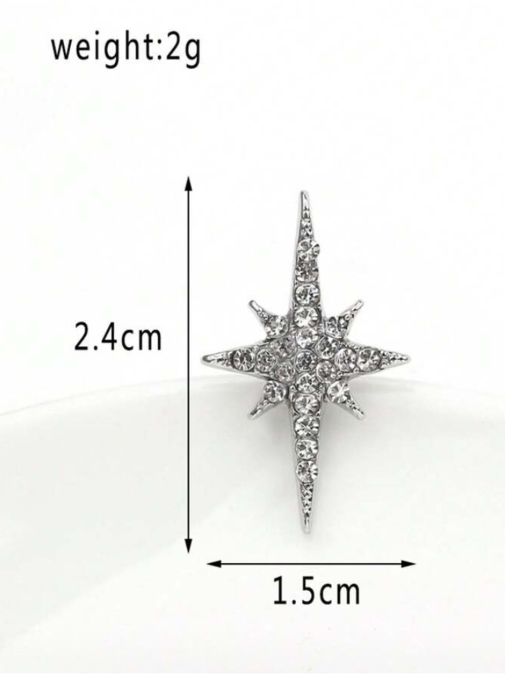 Silver Crystal Starburst Stud pin - Women Jewelry